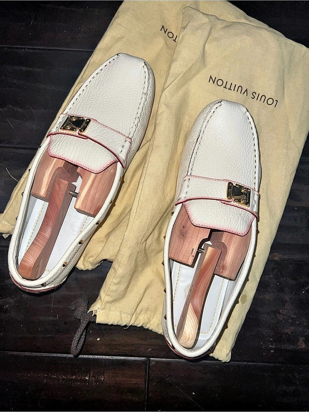 Louis Vuitton White & Pink Moccasins EU 40